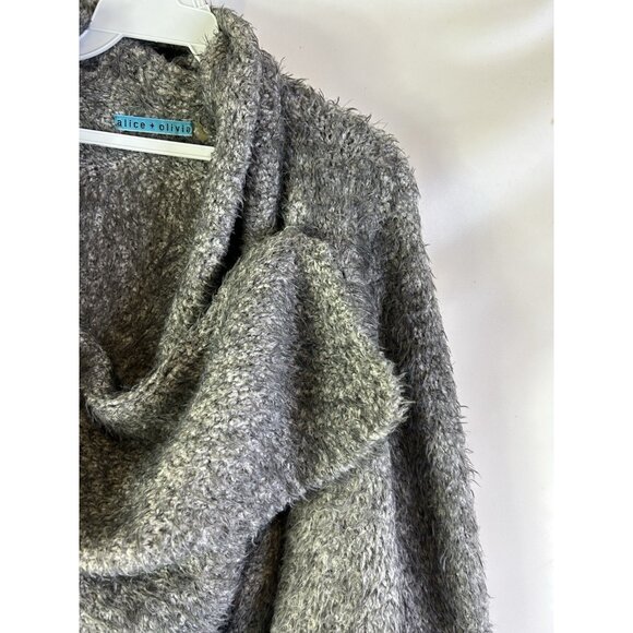 Alice + Olivia Teddy Wrap Cropped Cardigan Sweater Gray - Picture 6 of 10